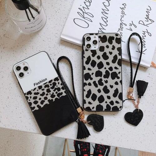 BONVAN Tempered Glass Case For Xiaomi Mi A1 A2 A3 Lite Hard Cover For Xiaomi Mi 6 CC9 Pro CC9e 5X 6X Leopard Lanyard Couqe Capa