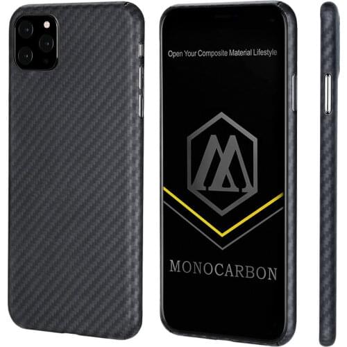 MONOCARBON Aramid Fiber Case for iPhone 11 Pro 5.8'' 11 6.1'' 11 Pro 6.5'' with 4 Sides Protections Slim Case