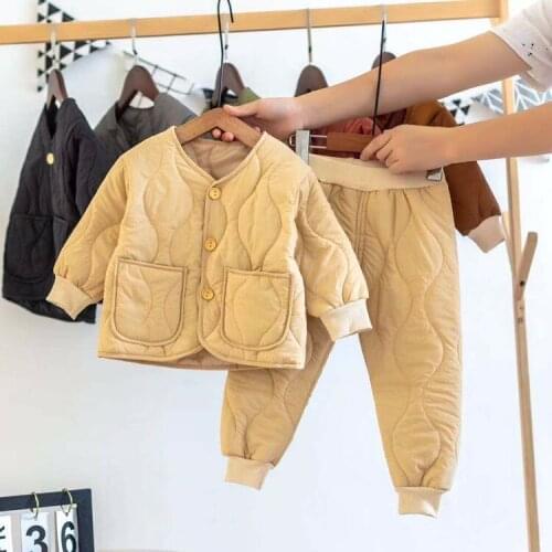 Winter Cute Girls Warm Clothes Sets Kids Boy Thicken Coats Pants Sets 2020 Warm Suit For Children Autumn Baby Outerwear Trousers
