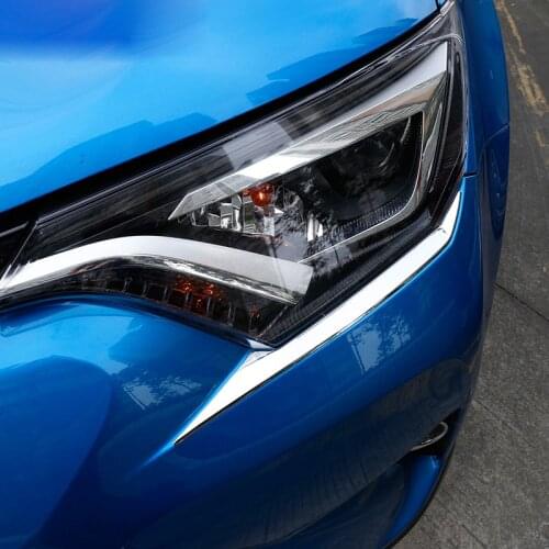 For Toyota RAV4 RAV 4 2016 2017 2018 2019 ABS Chrome Front Headlight Strips Frame Headlamp Decoration Cover Trim Car Styling