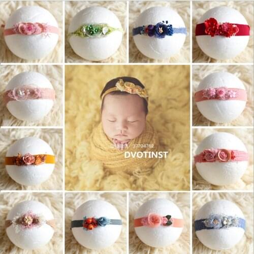 Dvotinst Newborn Photography Props Cute Floral Headband Headwear Fotografia Accessories Headdress Studio Shoot Photo Props
