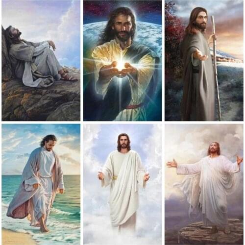 FIYO Diamond Painting New Religion Pictures Of Rhinestones 5D DIY Diamond Embroidery Sale Jesus Full Mosaic Wall Art