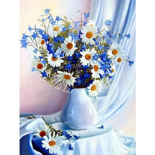 Blue White Flower Vase Still Life Diamond Painting Round Full Drill Floral Nouveaute DIY Mosaic Embroidery 5D Cross Stitch Gifts