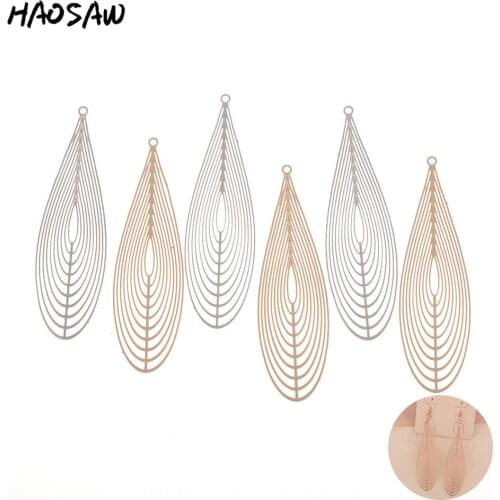HAOSAW Choose 6Pcs/Lot Cooper Charm/Long Leaf Charm/Rhodium Computer Draw Thin Charm/Handmade DIY Charms/Charm Jewelry