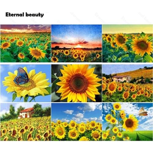 Sunflower Blue Sky Diamond Painting Full Square/round Drill Diamond Natural Scenery Pattern Embroidery Cross Stitch Home Decor