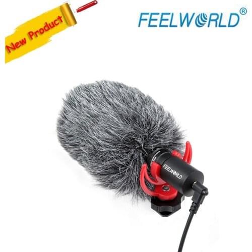 FEELWORLD FM8 3.5mm Condenser Video Camera Recording Interview Microphone for DSLR Camera Smartphone PC Laptop Computer