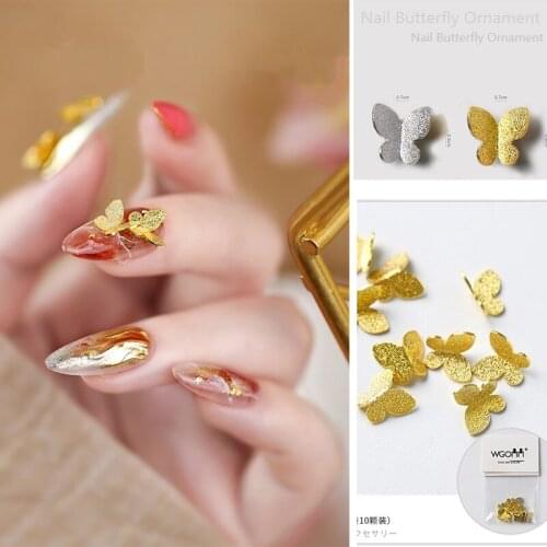 1 bag 10pcs Metal Gold Sliver 3D Butterfly Nail Studs DIY Nail Parts Decoration Nail Art Nail Salon