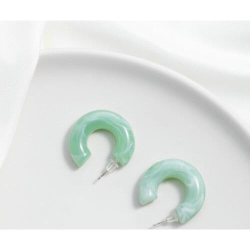 ZWC Fashion Vintage Acrylic Round Geometric Drop Earring Party Multicolor C-shaped Dangle Earrings For Women Jewelry Wholesale