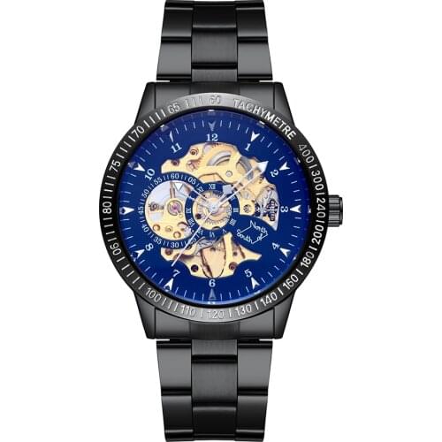 2020 Classic Black Stainless Steel Skeleton Men Automatic Mechanical Watches Top Brand Luxury Sport relogio masculino Male Clock