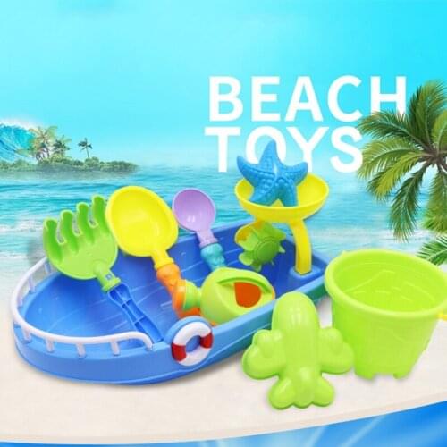 Y4UD Baby Sand Toys Set with Plastic Ocean Ship Watering Can Beach Shovel Tool for Beach Play Sand Kids Outdoor Toys