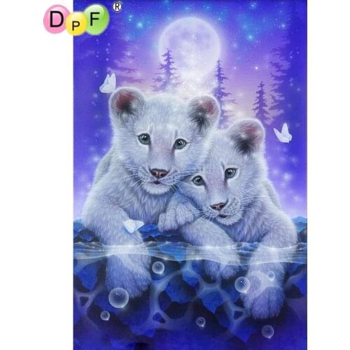 DPF Diamond painted cross stitch two little tiger diy diamond painting round diamond painting embroidery mosaic decoration gift
