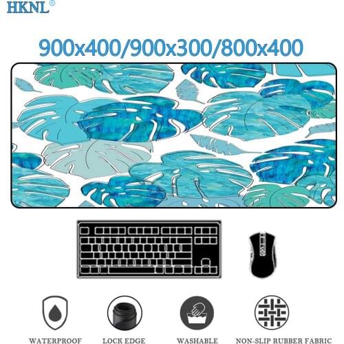 Deskpad Tropical leaves art pattern Office Mice Gamer Soft Round Mouse Pad Game Carpet gaming Mousepad cmslipmat deskmat 900x400