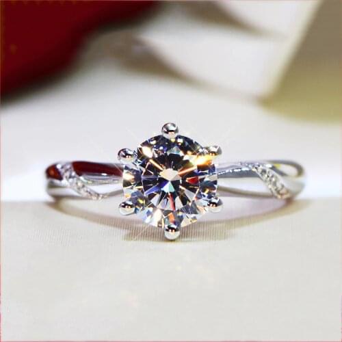 Natural Moissanite Jewelry S925 Silver color Ring for Women Silver 925 Jewelry Bizuteria Anillos De Wedding Gemstone Ring Box