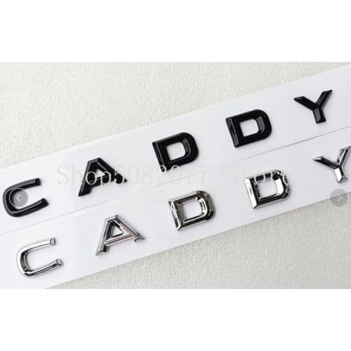 Regular Letter Font Emblem Badge for VW Golf V CADDY Car Middle Trunk Sticker Nameplate Logo for Volkswagen Glossy Black Chrome