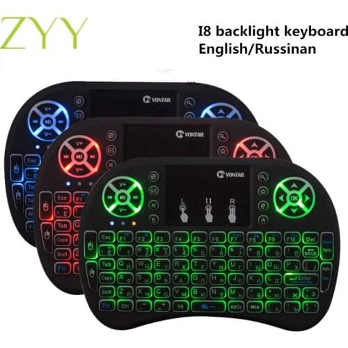 Original Backlight i8 English Russian 2.4GHz Wireless Keyboard Air Mouse Touchpad Handheld Backlit for Android TV BOX Mini PC