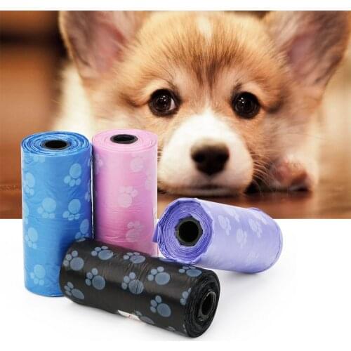 Pet Supply Outdoor Pet Waste Clean Poop Bags Degradable 2 Rolls 30 Pcs Printing Cat Dog Poop Bags Home Clean Refill Garbage Bag