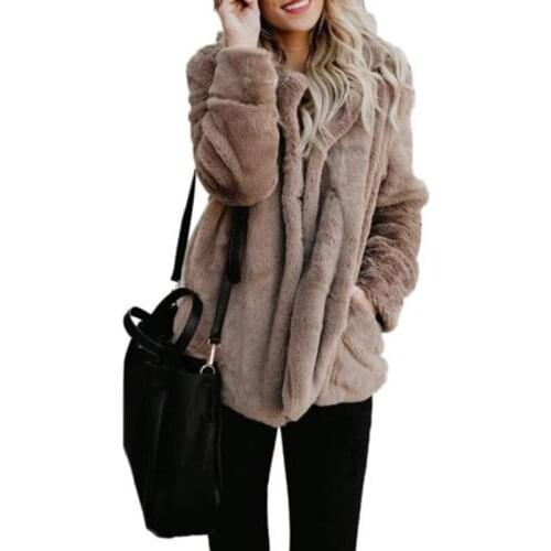 Women Autumn Winter Thick Warm Velvet Faux Fur Coat Long Sleeve Jacket Jacket Female Plush Overcoat Casual Outerwear
