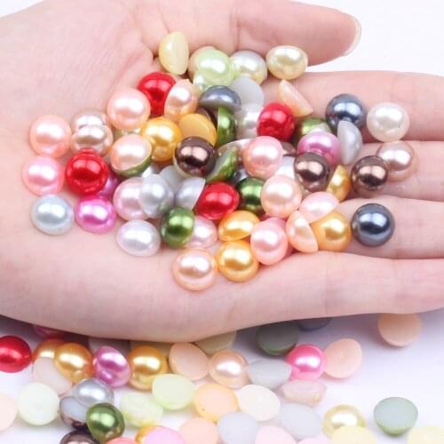Half Round Pearls 2000pcs 10mm Colors Craft ABS Flatback Scrapbooking Glue On Resin Beads DIY Jewelry Making Decorations