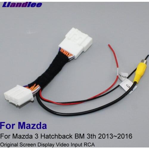 Liandlee RCA Adapter Convertor Wire Cable For Mazda 3 Mazda3 Hatchback 2013-2016 Rear View Camera Original Video Input Switch