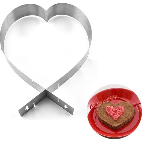 New Arrival Stainless Steel Adjustable Heart Cake Mold Retractable Mousse Circle Ring Cake Tools Baking Mold