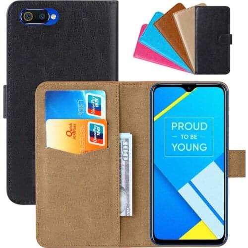Luxury Wallet Case For OPPO Realme C2 PU Leather Retro Flip Cover Magnetic Fashion Cases Strap