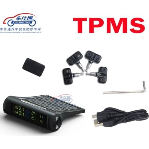 Car solar TPMS tire pressure monitor Wireless Tire Pressure Monitoring alarm System With LCD color display Built-in sensor
