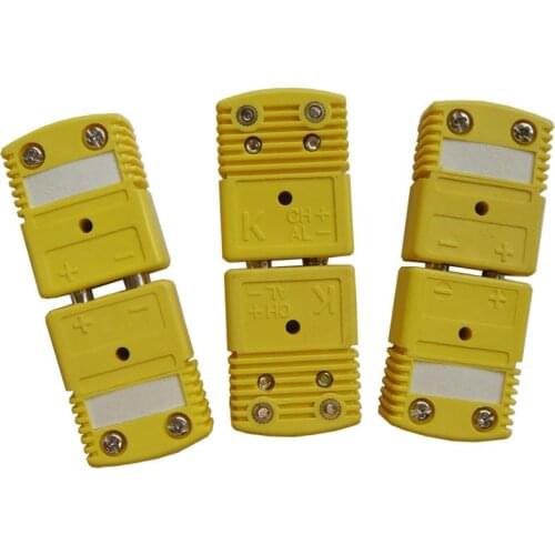 Yellow Color Round Hollow Pin K type Thermocouple Connector