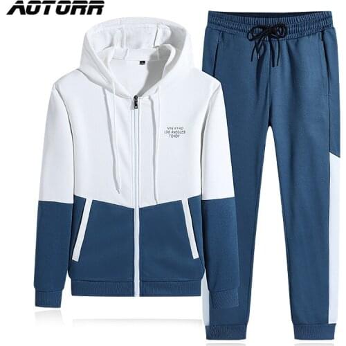 Men Joggers Casual Sets Hoodies Man Sportswear Tracksuit Jacket +Sweatpants Male Two Piece Set Jogger Track Patchwork Streetwear