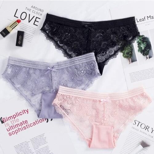 Women Briefs Underwear 3pcs/lot High-elasticity Lace Cotton Plus Size Panties Sexy Panties Girls Thong Woman Hot Lace Low Waist