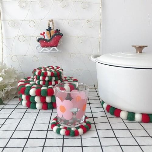 Japanese felt coaster hand woven Christmas table decoration pot mat heat insulation pad placemats