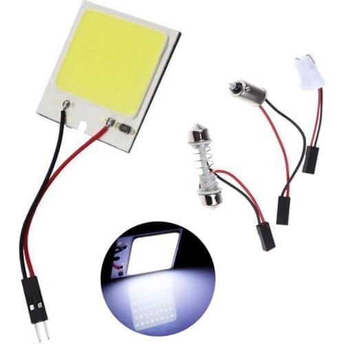 YSY 50pcs/Lot Car Vehicle LED 48 SMD COB Chip 48LED W5W 12V DC Panel Light Interior Dome Head Light Festoon BA9S T10 Sockets