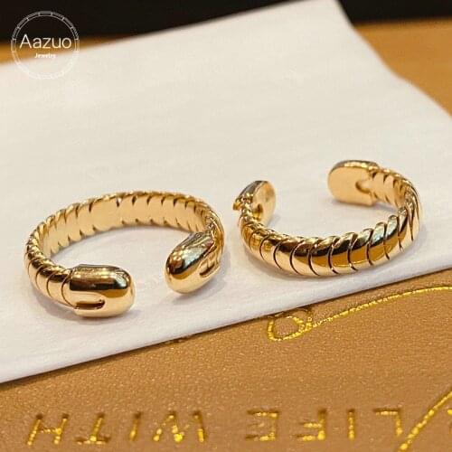 Aazuo Fine Jewelry Real 18K Yellow Gold Fashion Snake Open Ring Gift for Woman Engagement Party Au750