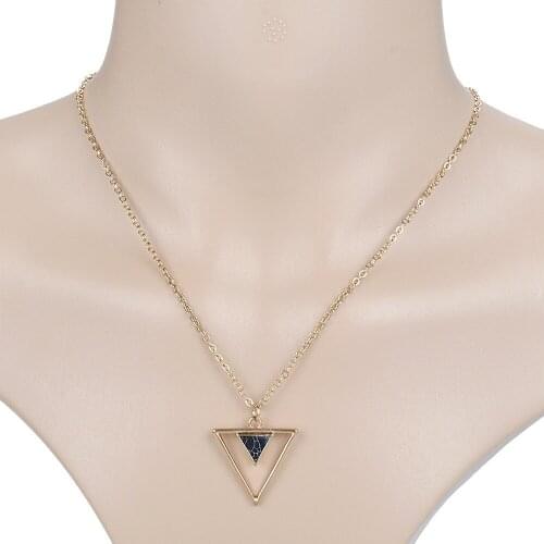 Fooderwerk Jewelry Fashion Black Stone Trend Personality Simple Hollow Geometric Triangle Pendant Necklace Female