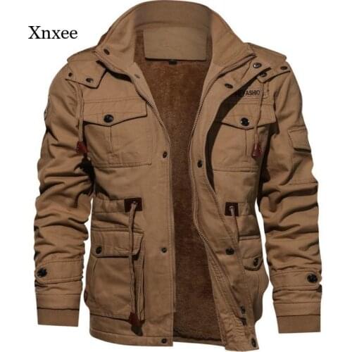 2021 Winter Mens Jacket Warm Parker Coat Jacket Solid Color Jacket Fleece Warm Hooded Warm Thicken Jacket