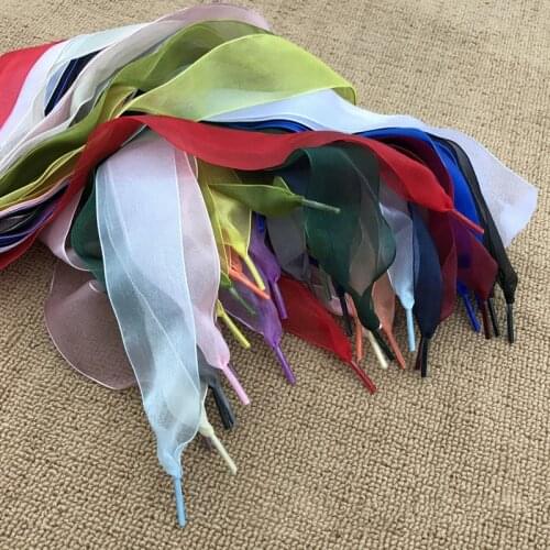 1 Pair 4cm Wide Shoelaces Fashion Flat Lace Satin Ribbon High Density Snow Yarn Shoelaces Sport Shoes Sneakers Laces Shoe String