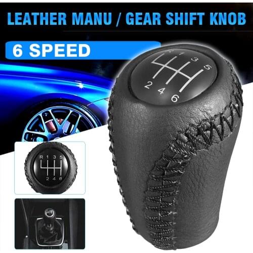 1pcs 6 Speed Car Manual Gear Shift Knob Hand Leather Shifter Lever Knob For Mazda 3 5 6 / CX-7 MX-5 Car Accessories