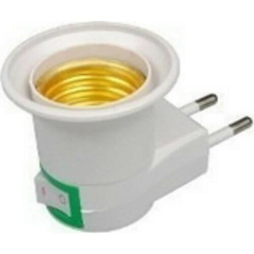 1PC New E27 female socket to EU plug adapter with power on-off control switch