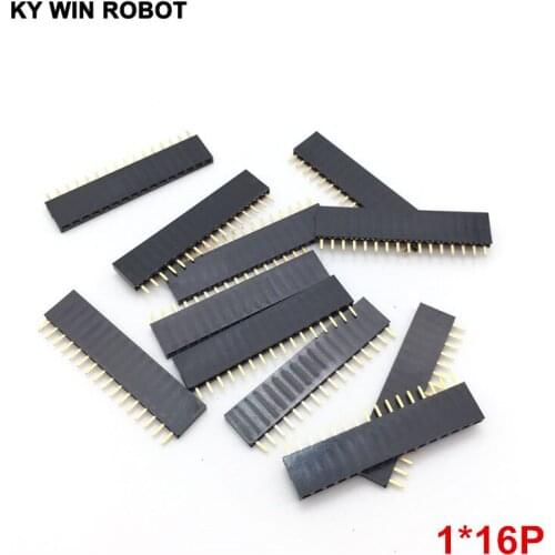 10PCS/lot 1x16 16PIN Single Row Straight Female Pin Header Connector 2.54MM Pin Header Strip 1*16P