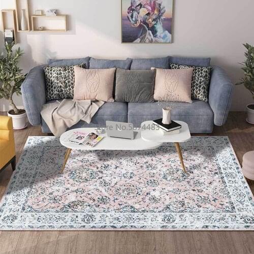 200*300cm Fashion European Style Retro Old Sweet Gray Pink Flower Kitchen Living Room Bedroom Bedside Carpet Floor Mats