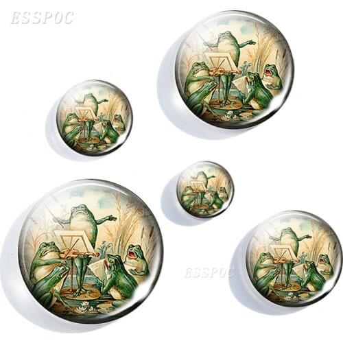 5pcs/set Jewelry Findings 12/16/20/25MM Frog Chorus Round Dome Glass Cute Frog Pendant Jewelry Accessories Gift