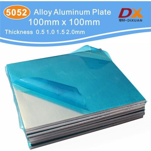 5052 Aluminum Plates 100x100mm High Strength Al-Mn Alloy Customizable Size Rust Protection Rustproof Sheets 0.5/1.0/ 2.0/3.0mm