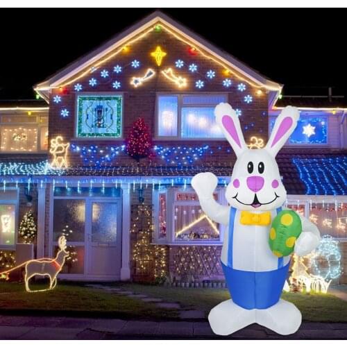 6.23Ft glows Easter Inflatable Bunny Holding Color Egg Lighted Outdoor Indoor Holiday Decorations Blow up Yard Lawn Home Family