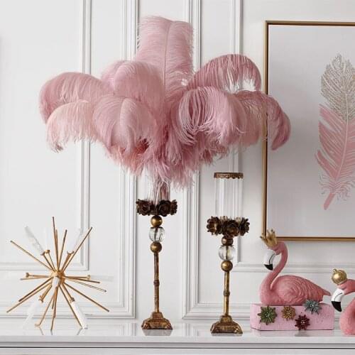 65-70cm Ostrich Feather Wedding Decor Wardrobe Sample Display Home Flower Vase Decor