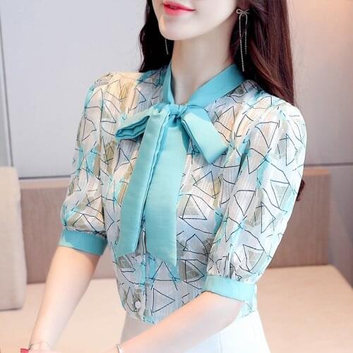 Korean Fashion chiffon blouses women Summer women print blouse Shirt summer woman floral blouses tops plus size camisas mujer