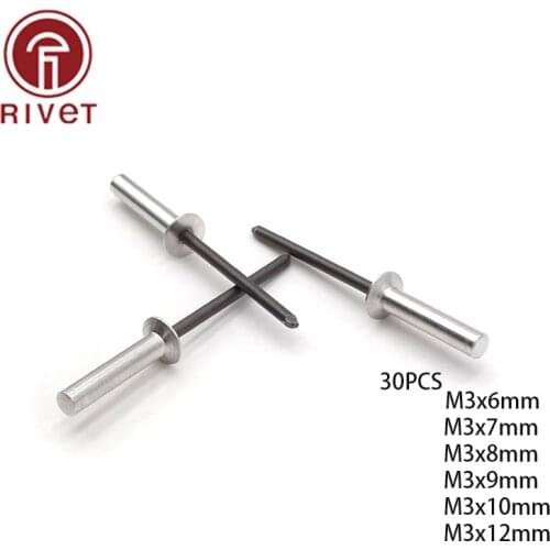 DIN 15974 30pcs M3*6/7/8/9/10/12Aluminum Countersunk Head Closed End Blind Rivet Sealed Blind Rivet Water Air Tightness Rivets