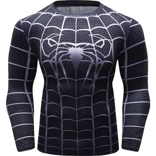 Digital Sublimation Printed Long Sleeve Tshirt Fashion Men Round Neck Running Fitness Tight Sport Shirts Breathable