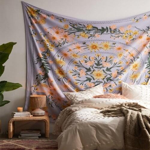 Psychedelic Mandala Flower Tapestry Wall Hanging Wall Cloth The Trippy Wall Tapestry Dorm Art Decor Polyester Picnic Beach Towel