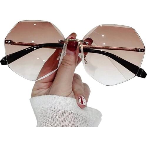 Gradient Frameless Trim Sunglasses For Outdoor Riding Lightweight Anti-glare Resistant Sunglasses Silicone Nose Pads