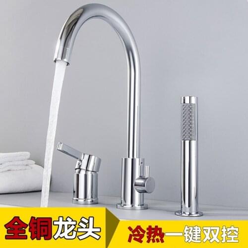 Beiluode Chrome Bathtub Faucet Separate Body Single Holder Dual Control Faucet Bath Tub Mixer Deck Mounted Tub Faucets YG1002