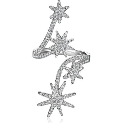 New Fashion Sunflower Rings for Women Zirconia Micro Multi Layer Full Stars Opening Long Ring Gold Color Jewelry ZK40